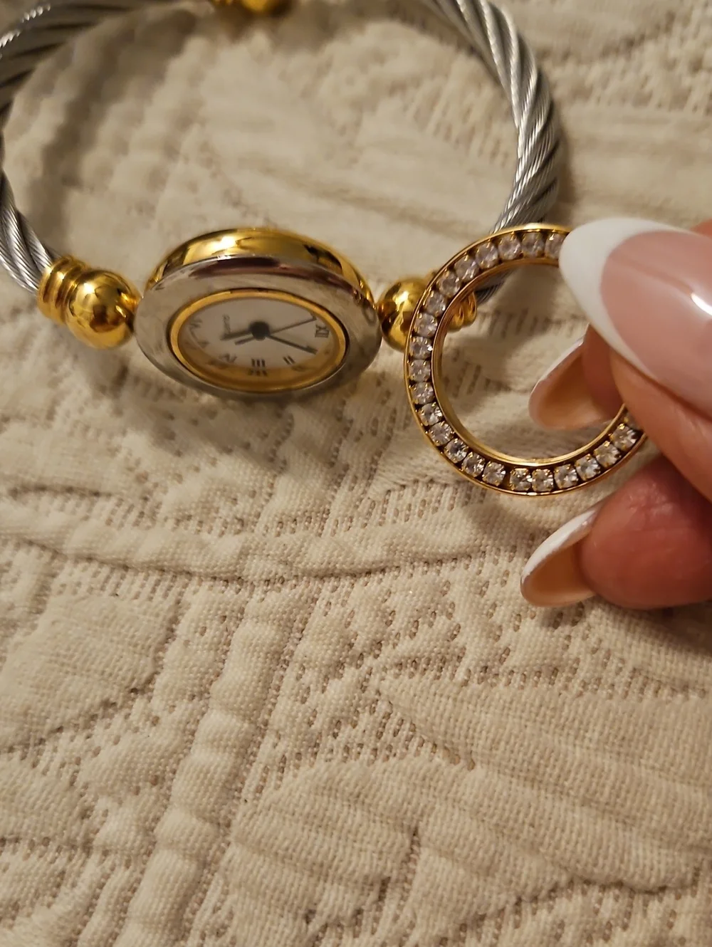 Avon 1997 Bangle Watch Two Tone With 3 Interchangeable Faces NIB